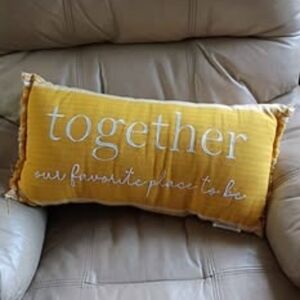 Yellow Decorative Pillow with Inspirational Text